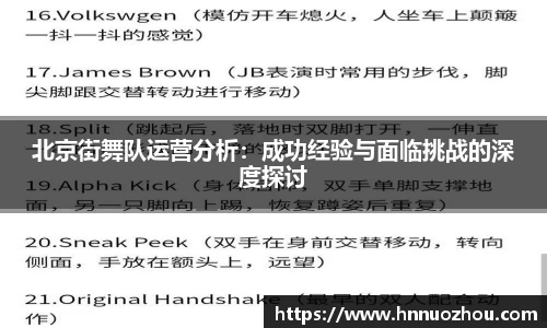 北京街舞队运营分析：成功经验与面临挑战的深度探讨